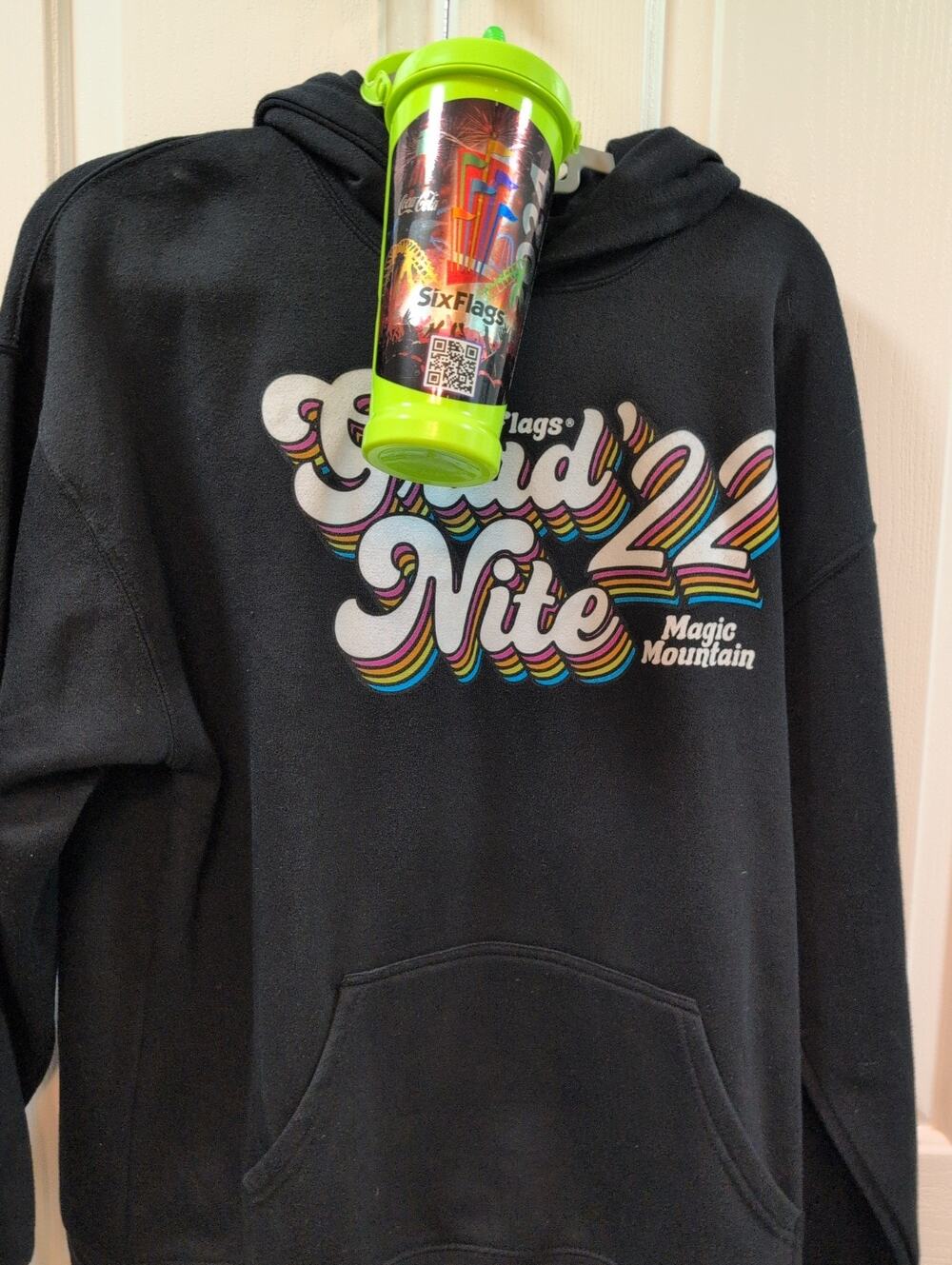 Curated Six Flags XL Magic Mountain Grad Nite 22 Hoodie & 2024 Cup Lid Straw Set
